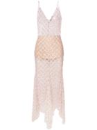 Amen Sheer Flared Maxi Dress - Pink & Purple