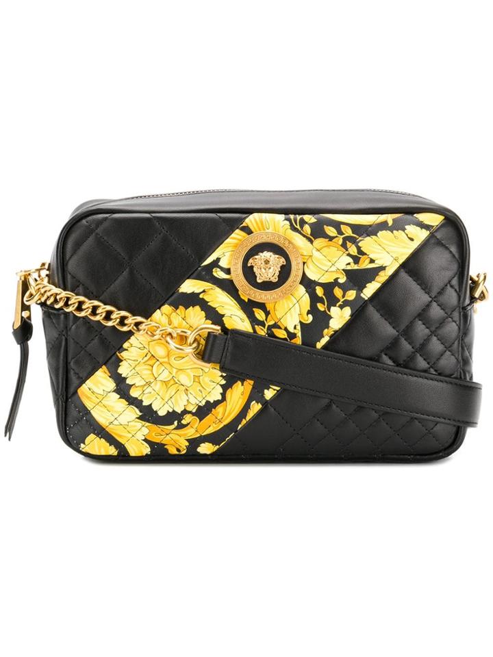 Versace Barocco Printed Panel Shoulder Bag - Black