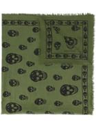 Alexander Mcqueen Skull Print Scarf, Men's, Green, Modal/silk