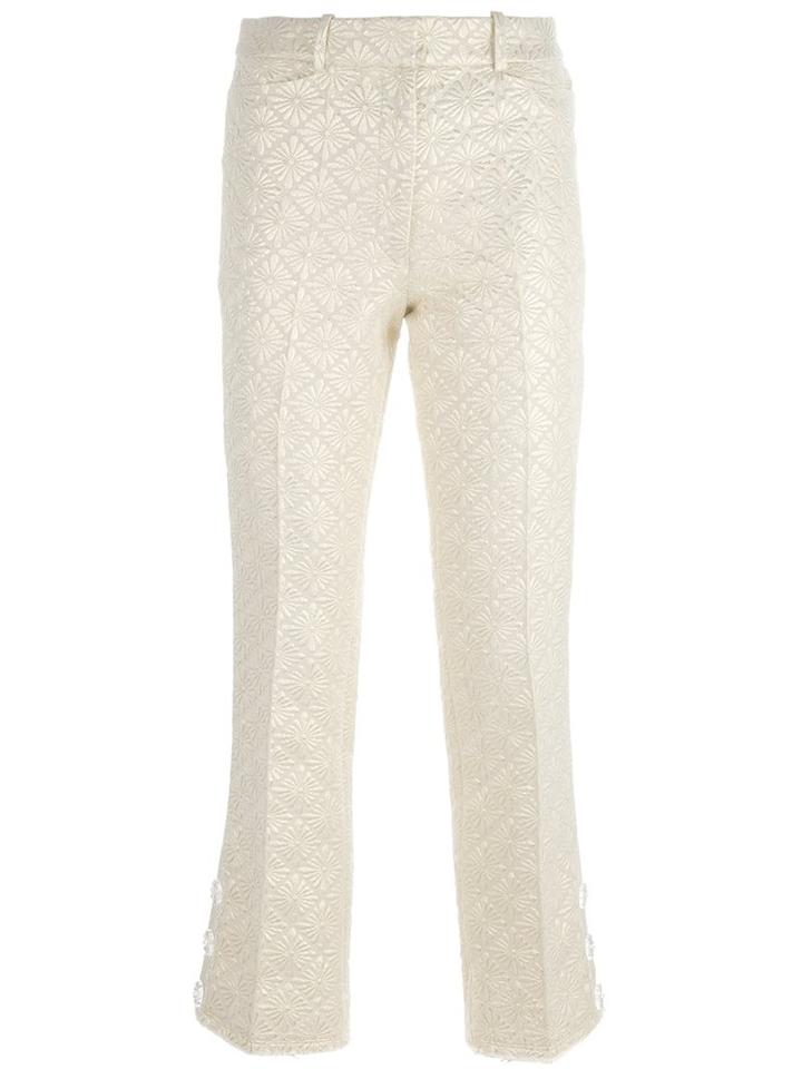 Simone Rocha Floral Jacquard Trousers, Women's, Size: 10, Nude/neutrals, Cotton/polyester/metallized Polyester/spandex/elastane