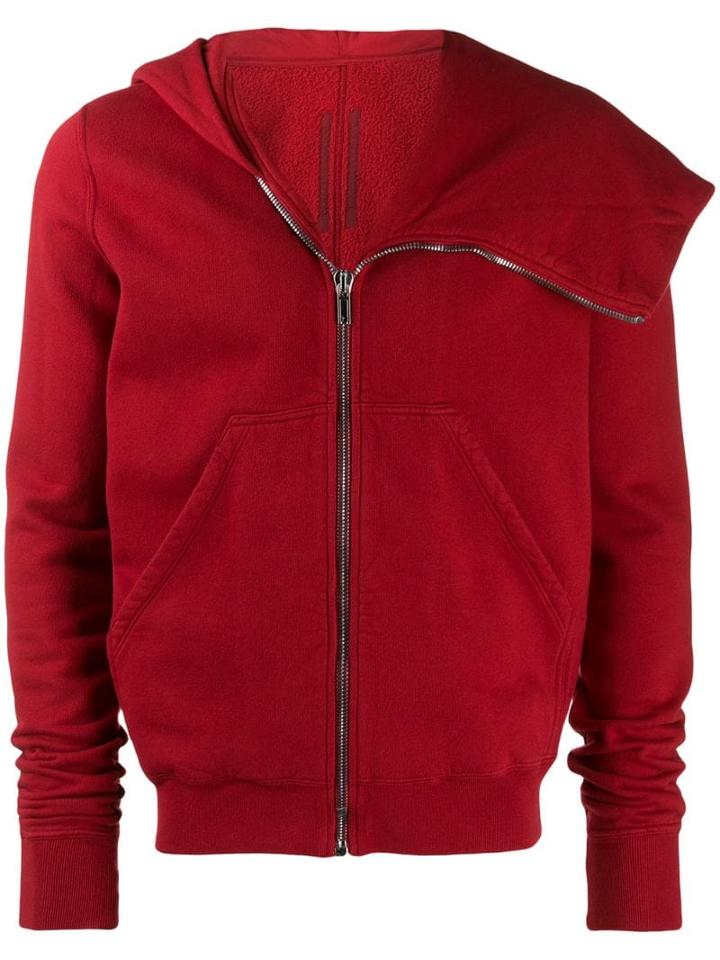 Rick Owens Drkshdw Jacket With Oversized Hood - Red