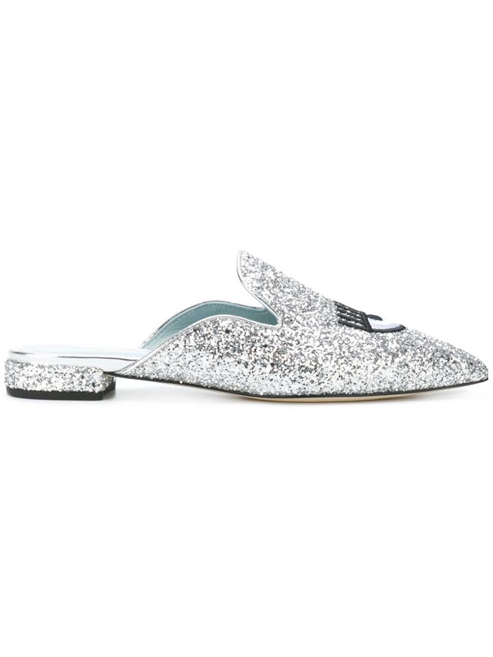 Chiara Ferragni Logomania Mules - Metallic