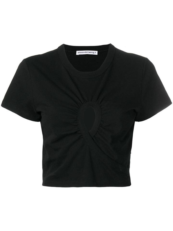 T By Alexander Wang Cropped Keyhole T-shirt - Black