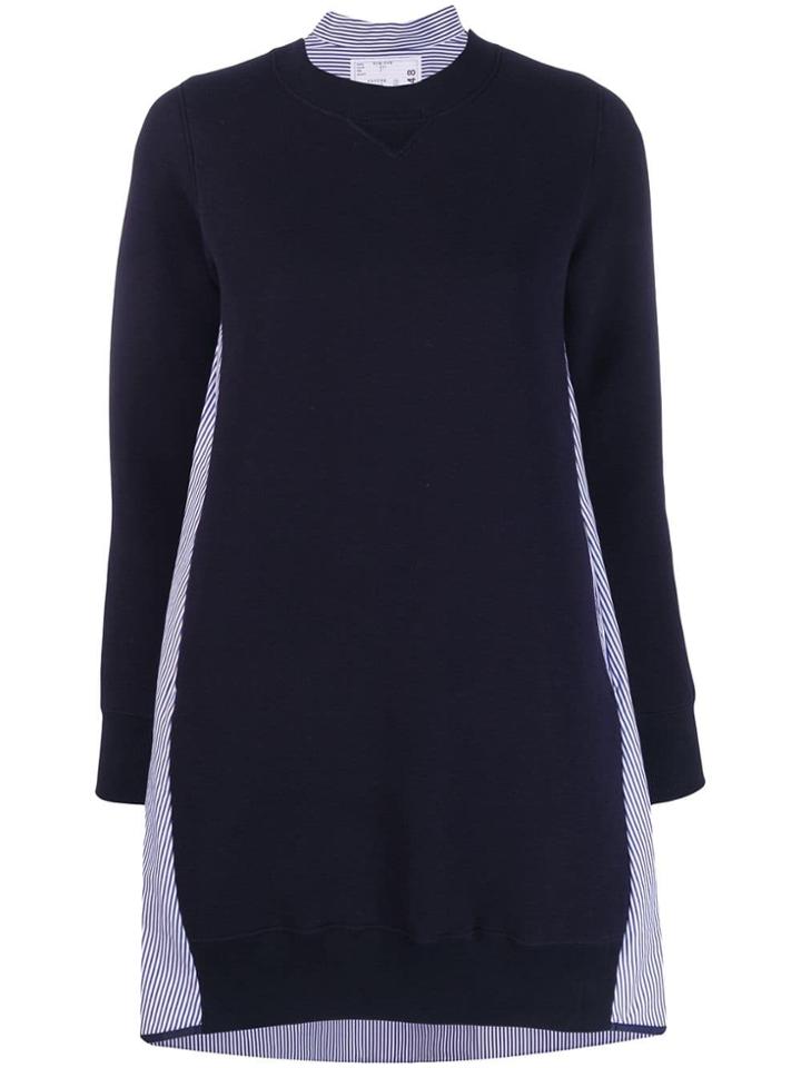 Sacai Striped Back Dress - Blue