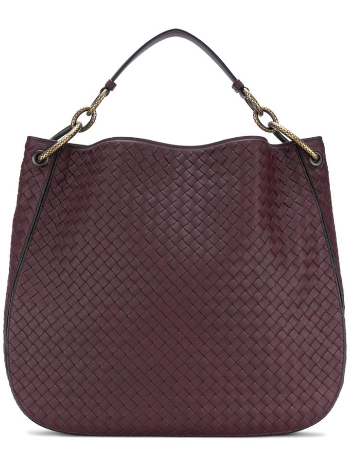 Bottega Veneta Dark Barolo Intrecciato Nappa Hobo Bag - Pink & Purple