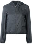 Prada Zip Hooded Jacket, Women's, Size: 38, Black, Polyamide