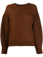 Closed Dropped Shoulder Sweater - Brown