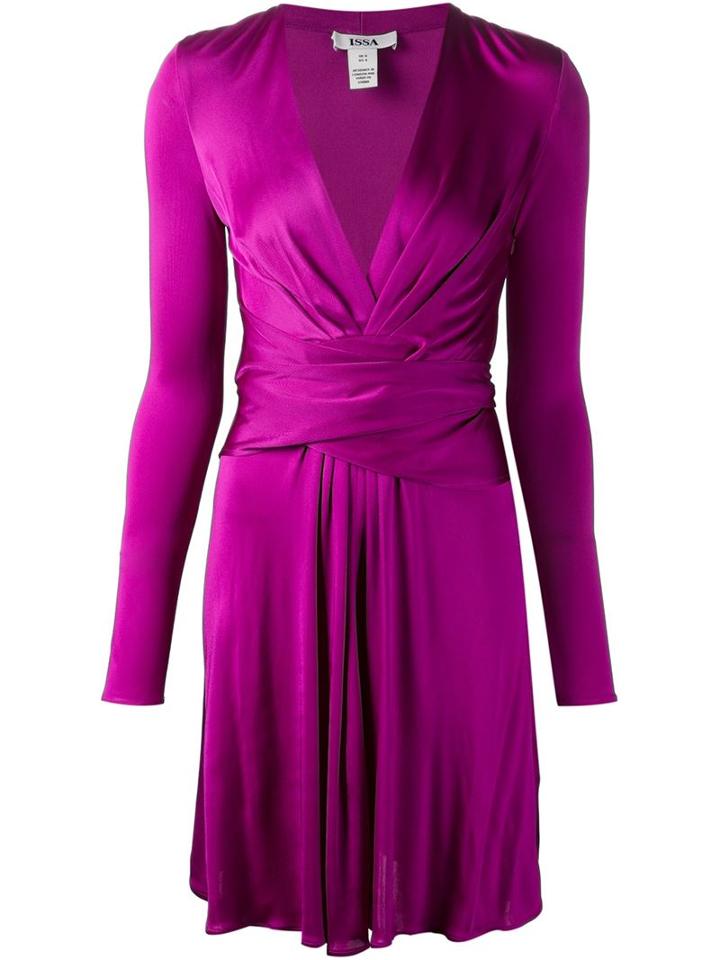 Issa V-neck Wrap Dress, Women's, Size: 8, Pink/purple, Silk