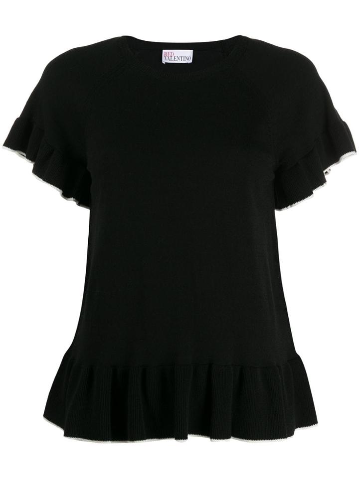 Red Valentino Frill Trim Top - Black