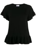 Red Valentino Frill Trim Top - Black