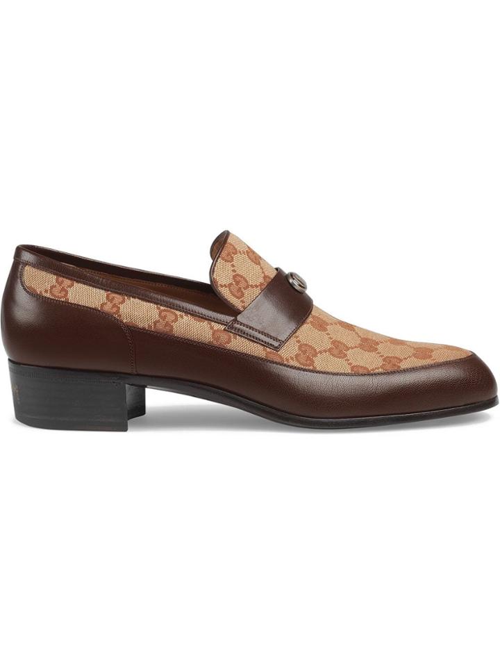 Gucci Original Gg Loafers With Gucci Team Motif - Brown