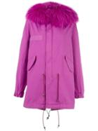Mr & Mrs Italy Bouganville Mid Parka Coat, Women's, Size: Xs, Pink/purple, Cotton/racoon Fur