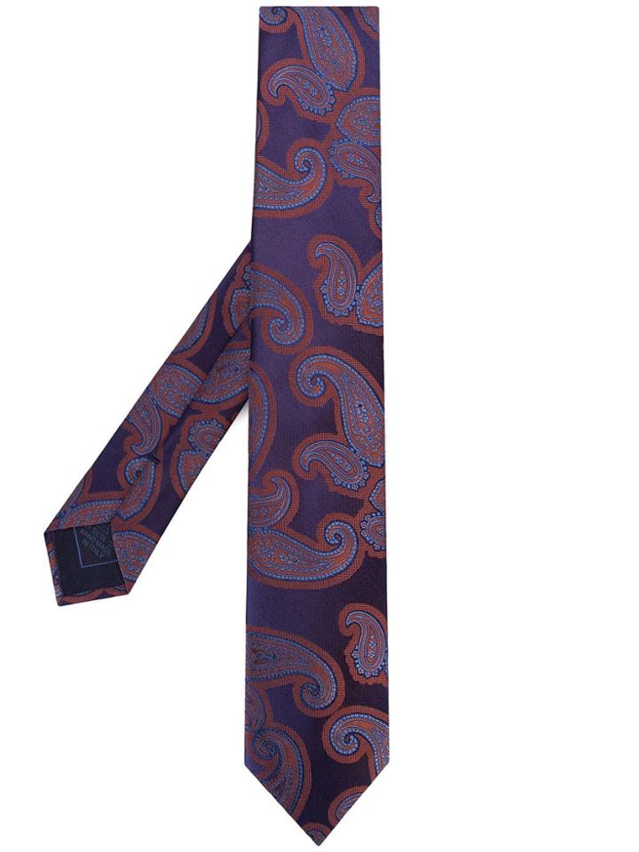 Brioni Paisley Pattern Tie - Blue