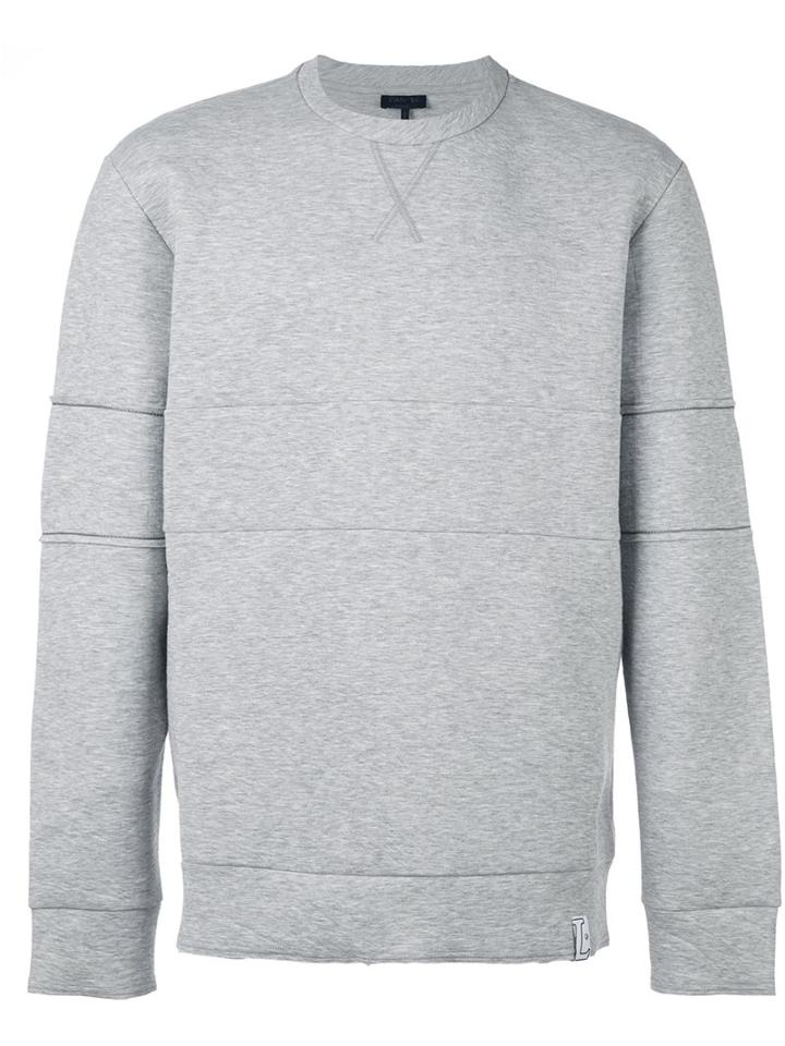 Lanvin Stitched Stripe Sweatshirt, Men's, Size: Small, Grey, Cotton/polyamide