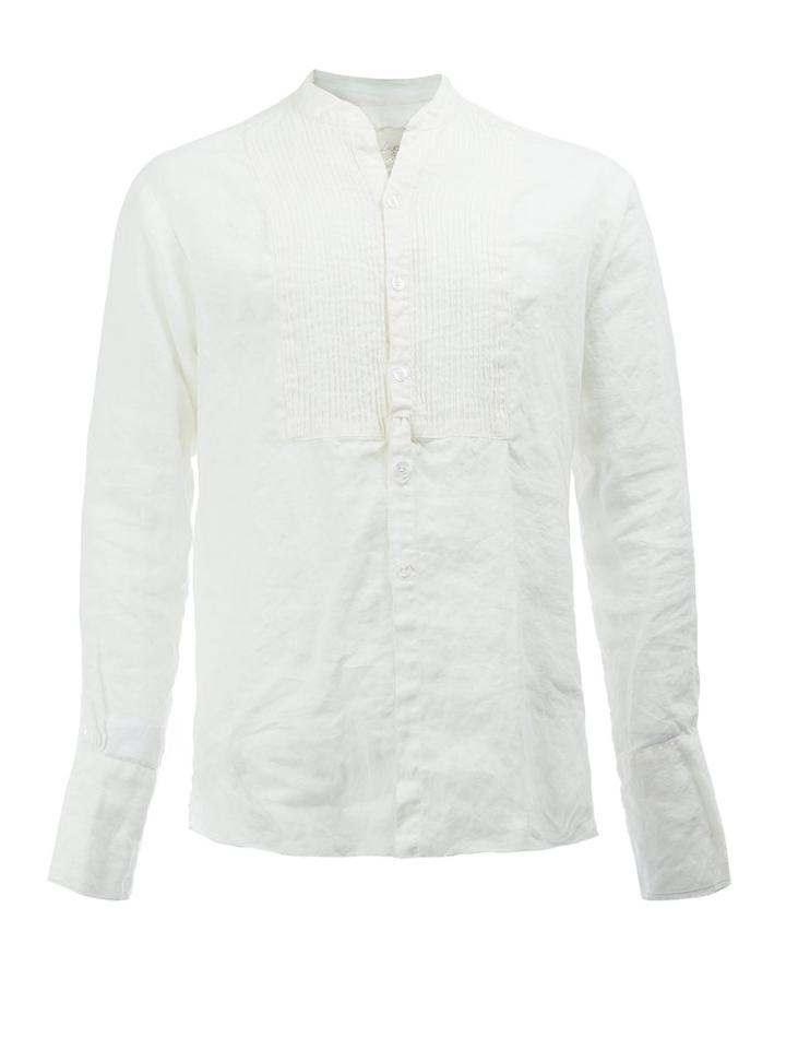 Greg Lauren Tuxedo Shirt, Size: 3, White, Linen/flax