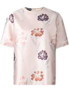 Rochas Floral Print T-shirt, Women's, Size: 42, Pink/purple, Polyester/silk