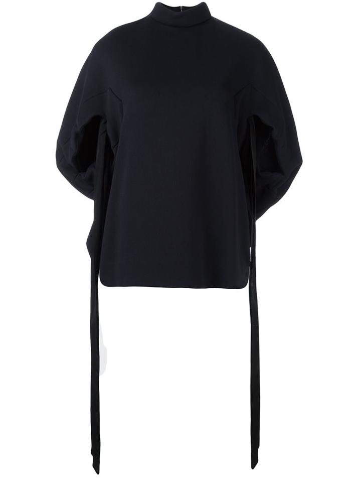 Marni Drawstring Sleeve Blouse, Women's, Size: 42, Blue, Cotton/polyester