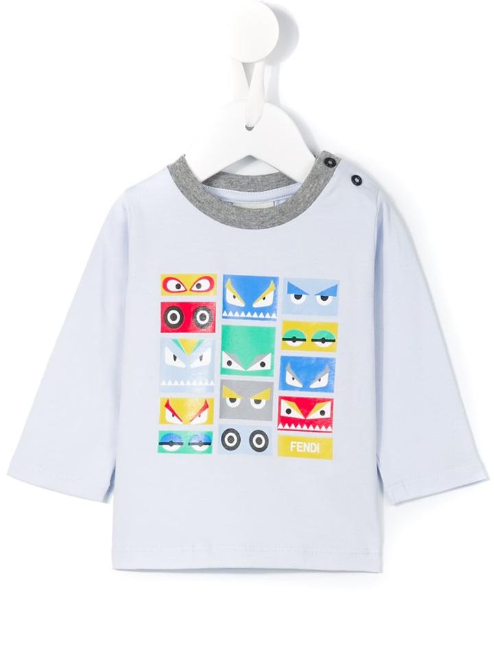 Fendi Kids Bag Bugs Print T-shirt, Toddler Boy's, Size: 12 Mth, Blue