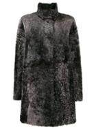 Drome High Neck Fur Coat - Black