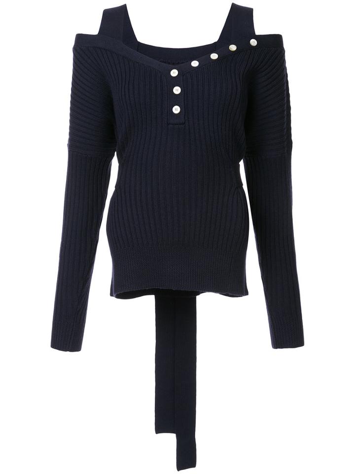 Derek Lam 10 Crosby - Cut-detail Knitted Top - Women - Wool - Xs, Blue, Wool
