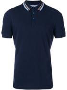 Brunello Cucinelli Striped Detail Polo Shirt - Blue