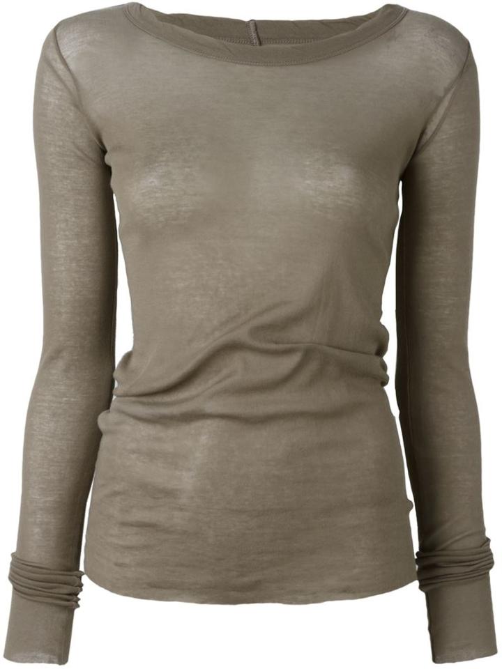 Rick Owens Boat Neck Top, Women's, Size: 42, Brown, Cotton