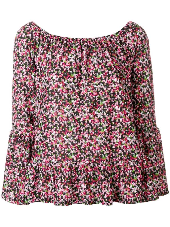 Michael Michael Kors Floral Bell-cuff Blouse - Black