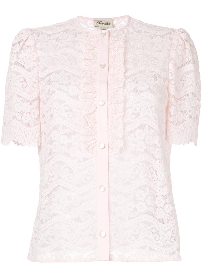 Temperley London Lunar Lace-detail Blouse - Pink & Purple