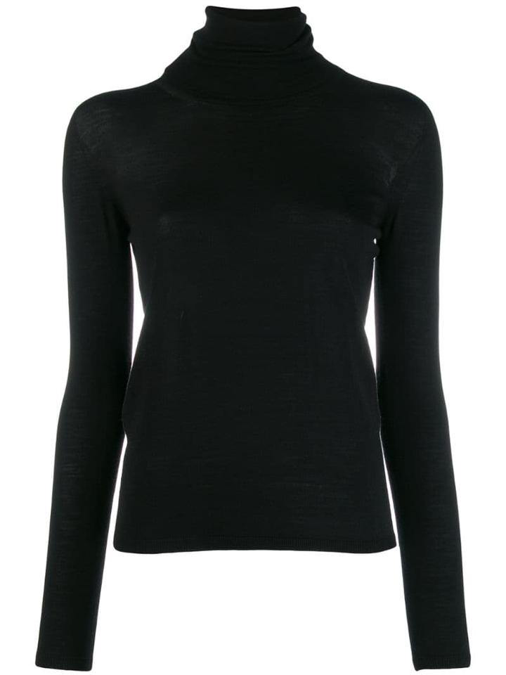 Max Mara Roll Neck Knit Top - Black