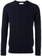 Ami Alexandre Mattiussi Crew Neck Sweater, Men's, Size: Large, Blue, Cashmere/merino