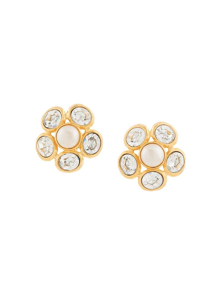 Chanel Vintage Rhinestone Earrings - Gold