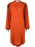 Lace Up Sleeve Smock Dress - Women - Viscose - M, Red, Viscose, A.f.vandevorst