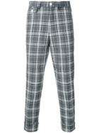 Education From Youngmachines - Cropped Checked Pants - Men - Polyester/polyurethane/rayon - 1, Grey, Polyester/polyurethane/rayon