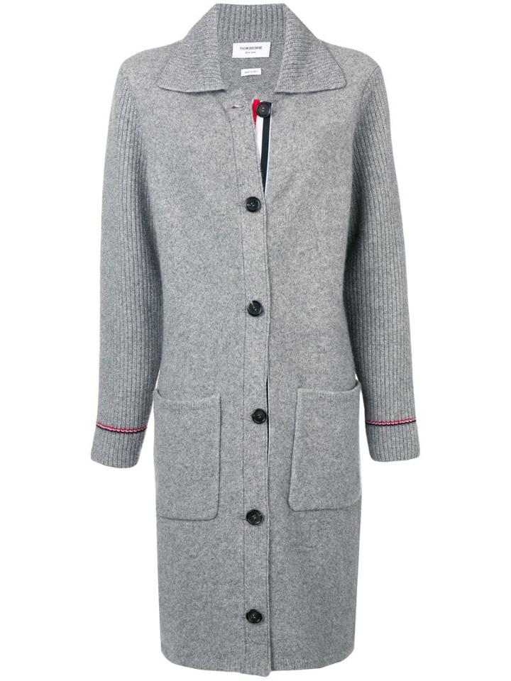 Thom Browne Rwb Tipping Over Washed Duffle Coat - Grey