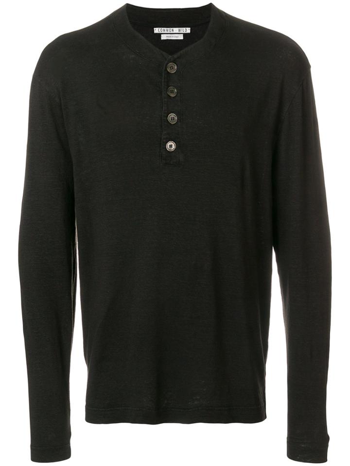 Common Wild Button Detail Sweater - Black