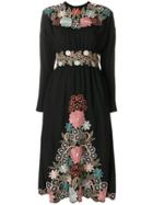 Red Valentino Floral Embroidered Dress - Black