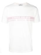 Stone Island Logo Print T-shirt, Men's, Size: Large, White, Cotton