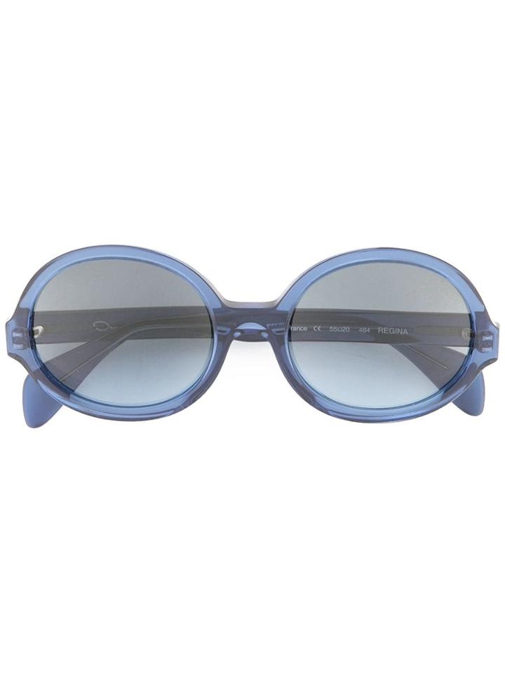 Oscar De La Renta Regina Round Frame Sunglasses - Blue