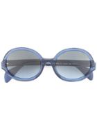 Oscar De La Renta Regina Round Frame Sunglasses - Blue