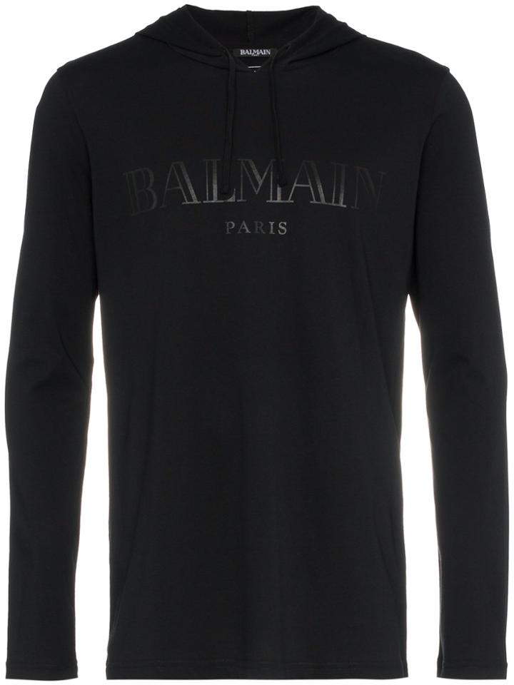 Balmain Logo Lightweight Hoodie - Black