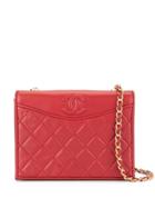 Chanel Pre-owned 1989-1991 Cc Logos Chain Shoulder Bag - Red