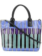 Pinko Striped Logo Tote Bag - Blue