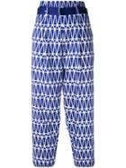 Issey Miyake - Printed Cropped Trousers - Women - Cotton/polyester/lyocell - 2, Women's, Blue, Cotton/polyester/lyocell