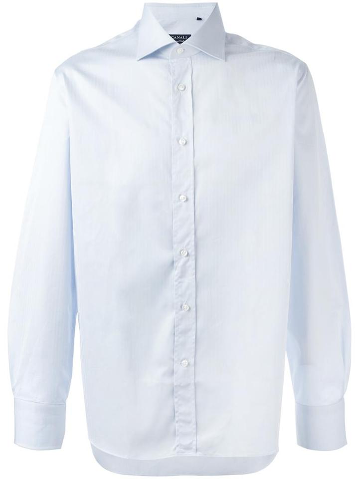 Canali Plain Shirt, Men's, Size: 42, Blue, Cotton