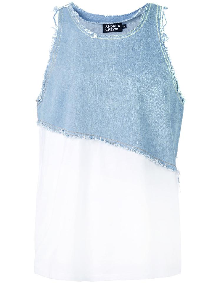 Andrea Crews Frayed Denim Tank, Men's, Size: Small, Blue, Cotton