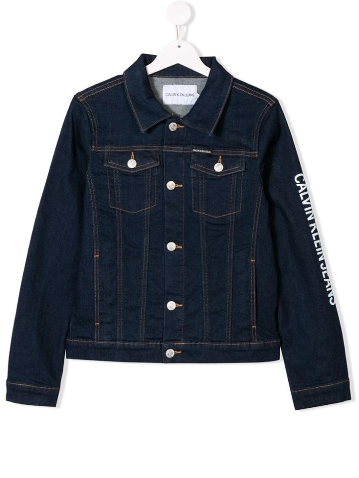 Calvin Klein Kids Teen Logo Denim Jacket - Blue