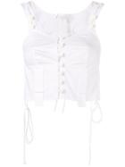 Chloé - Cropped Tab Detail Tank Top - Women - Cotton - 34, White, Cotton