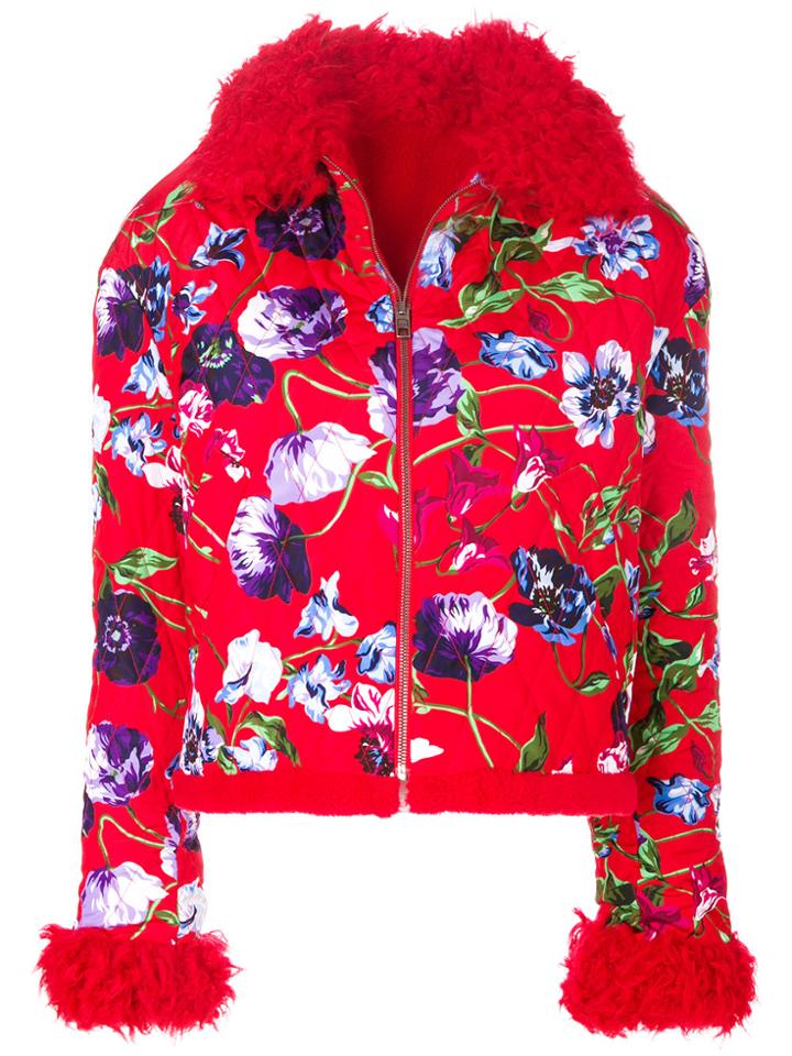 Kenzo Floral Quilted Jacket - Red