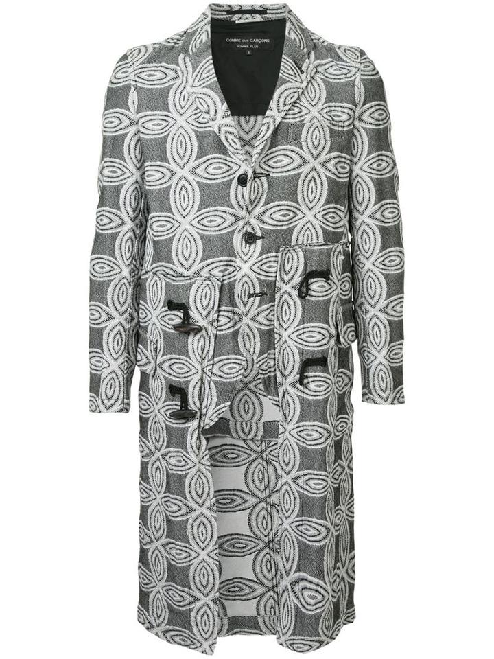 Comme Des Garçons Pre-owned Floral Pattern Long Coat - Black