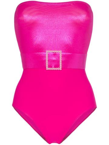 Leslie Amon Sacha Bandeau Belted Swimsuit - Pink